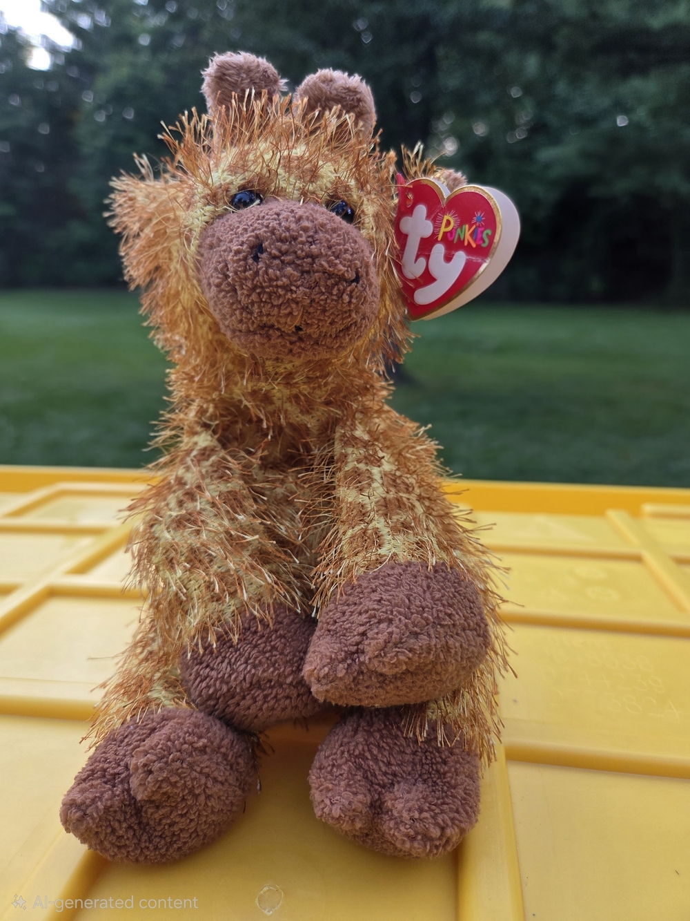 TY Beanie Plush Giraffe - Brown & Gold The Punkies Collection 2003 "Treetop"